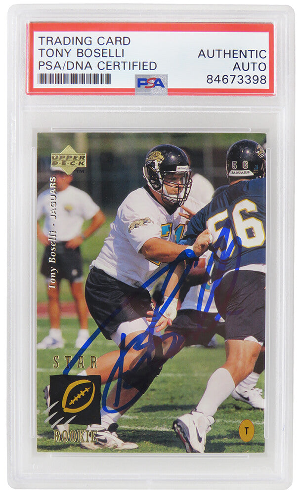 Tony Boselli Autographed Jacksonville Jaguars 1995 Upper Deck Football Rookie Card #2 (PSA/DNA Encapsulated)-Powers Sports Memorabilia