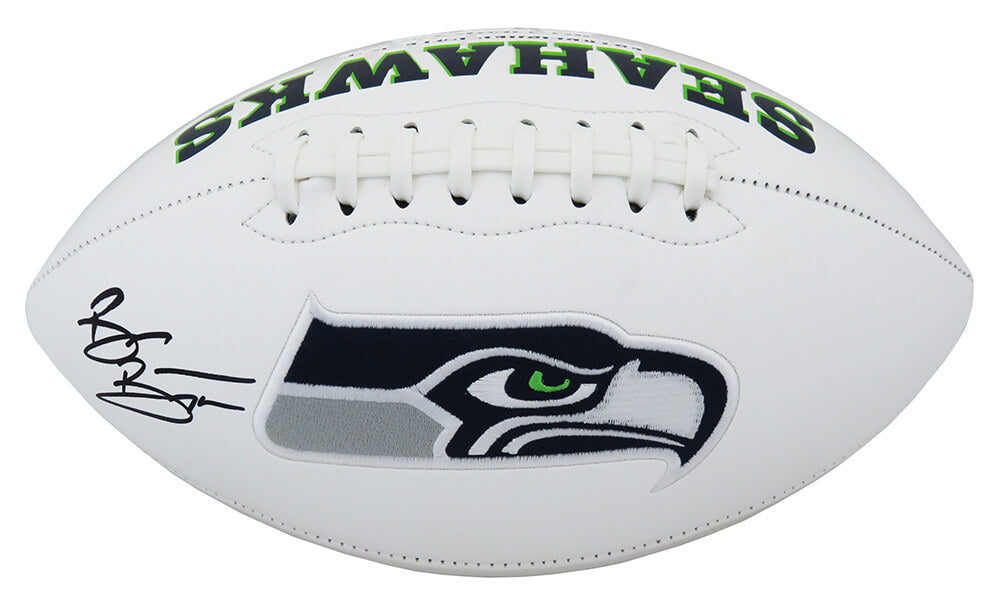 Brian Bosworth Autographed Seattle Seahawks White Logo Football-Powers Sports Memorabilia
