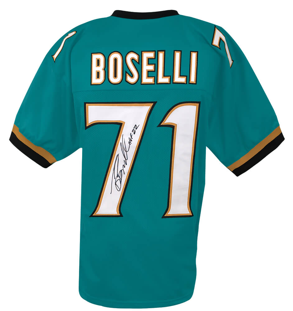 Tony Boselli Autographed Teal Custom Football Jersey with HOF'22-Powers Sports Memorabilia
