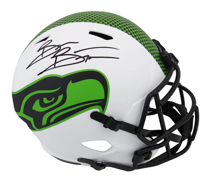 Brian Bosworth Autographed Seattle Seahawks Lunar Eclipse White Matte Riddell Full Size Speed Replica Helmet-Powers Sports Memorabilia