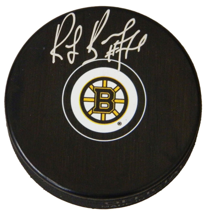 Ray Bourque Autographed Boston Bruins NHL Logo Hockey Puck-Powers Sports Memorabilia