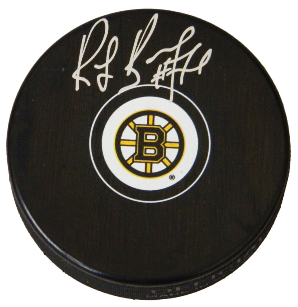 Ray Bourque Autographed Boston Bruins NHL Logo Hockey Puck-Powers Sports Memorabilia