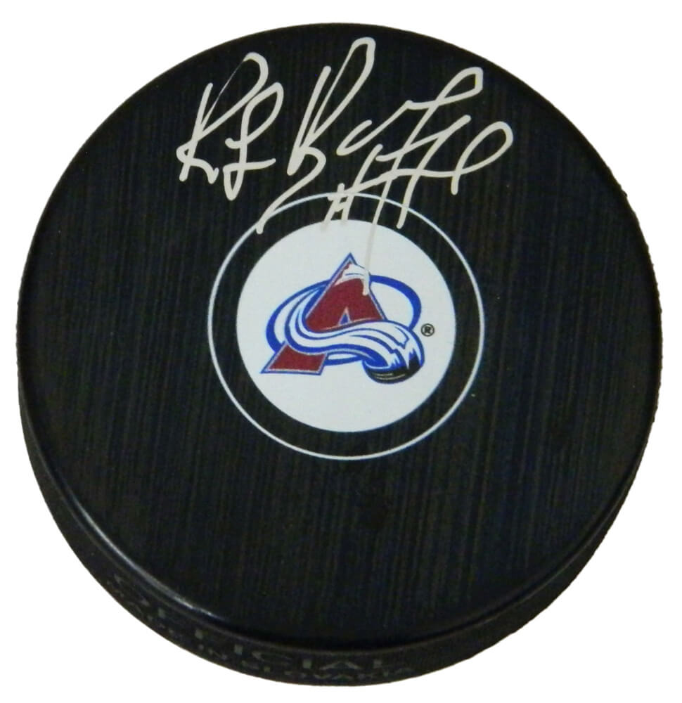 Ray Bourque Autographed Colorado Avalanche Logo Hockey Puck-Powers Sports Memorabilia