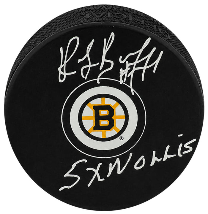 Ray Bourque Autographed Boston Bruins Logo Hockey Puck with 5x Norris-Powers Sports Memorabilia