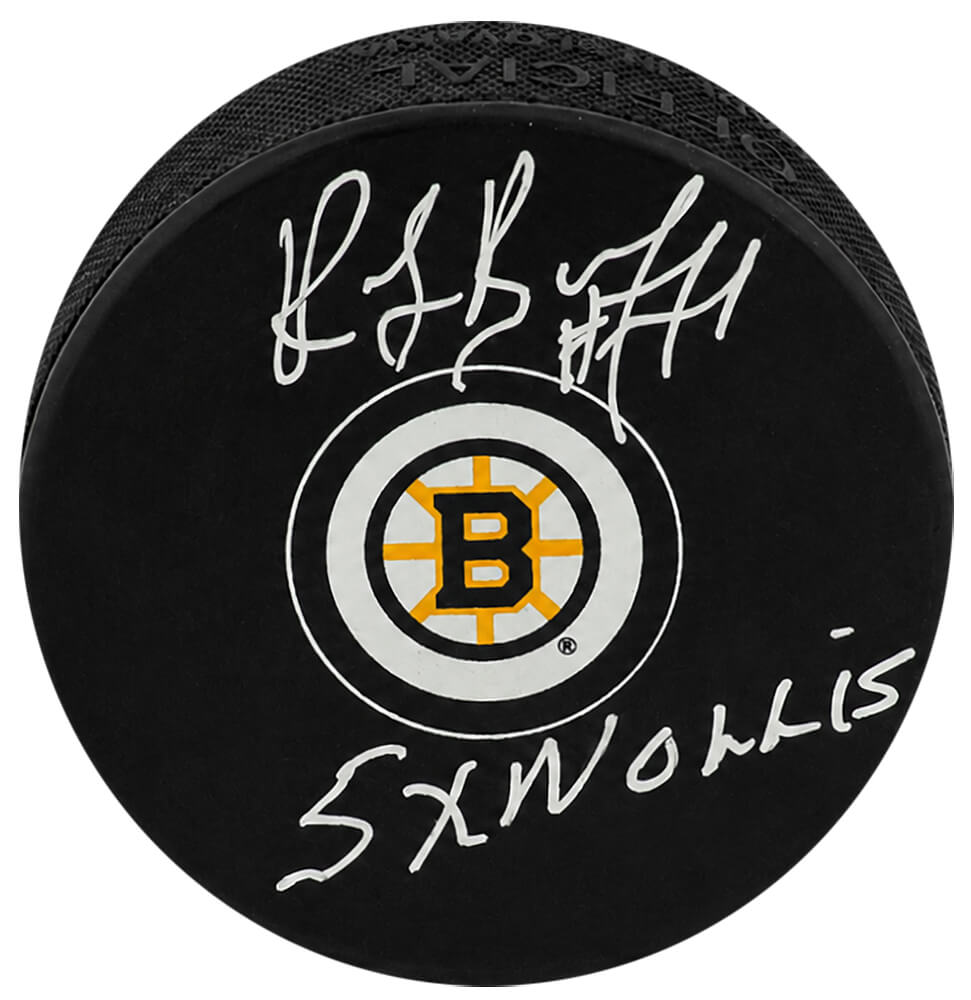 Ray Bourque Autographed Boston Bruins Logo Hockey Puck with 5x Norris-Powers Sports Memorabilia