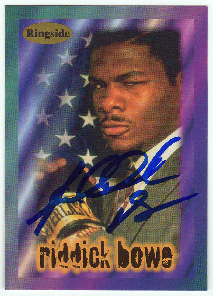 Riddick Bowe Autographed 1996 Ringside Boxing Trading Card #2-Powers Sports Memorabilia