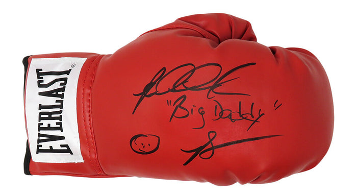 Riddick Bowe Autographed Everlast Red Boxing Glove with Big Daddy-Powers Sports Memorabilia