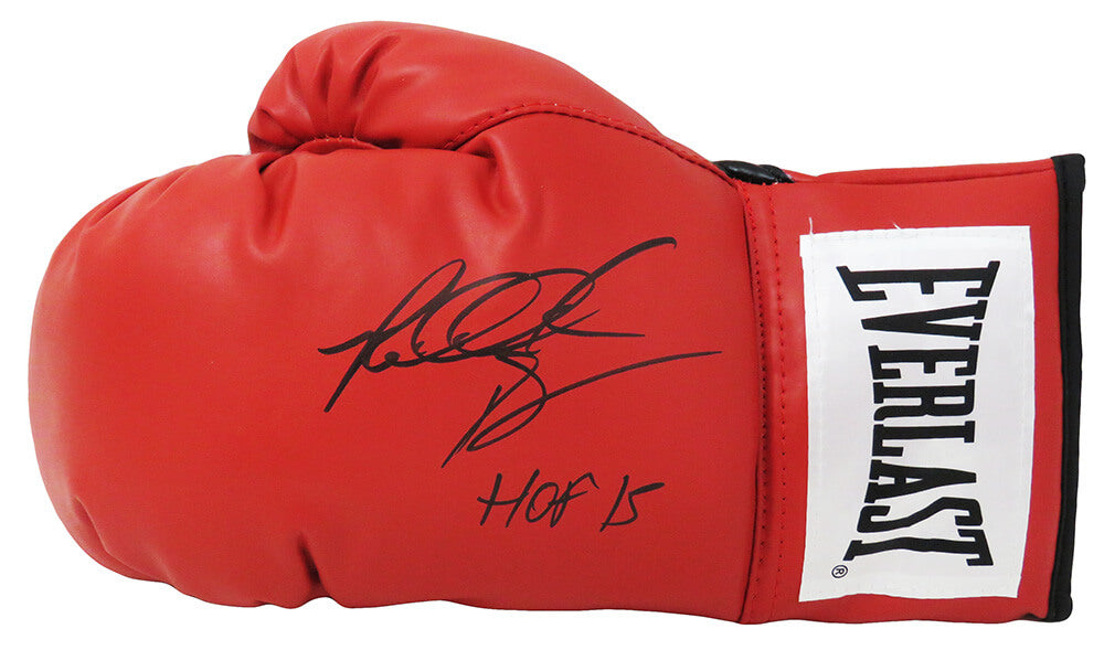 Riddick Bowe Autographed Everlast Red Boxing Glove with HOF'15-Powers Sports Memorabilia