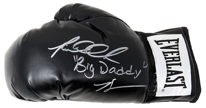 Riddick Bowe Autographed Everlast Black Boxing Glove with Big Daddy-Powers Sports Memorabilia