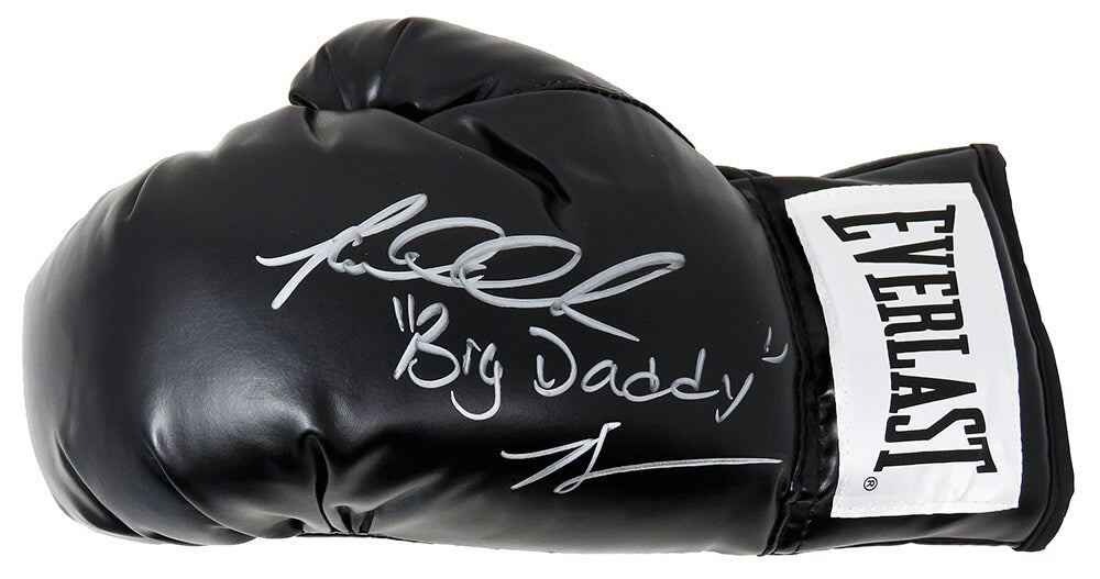 Riddick Bowe Autographed Everlast Black Boxing Glove with Big Daddy-Powers Sports Memorabilia