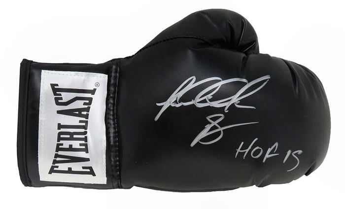 Riddick Bowe Autographed Everlast Black Boxing Glove with HOF 2015-Powers Sports Memorabilia