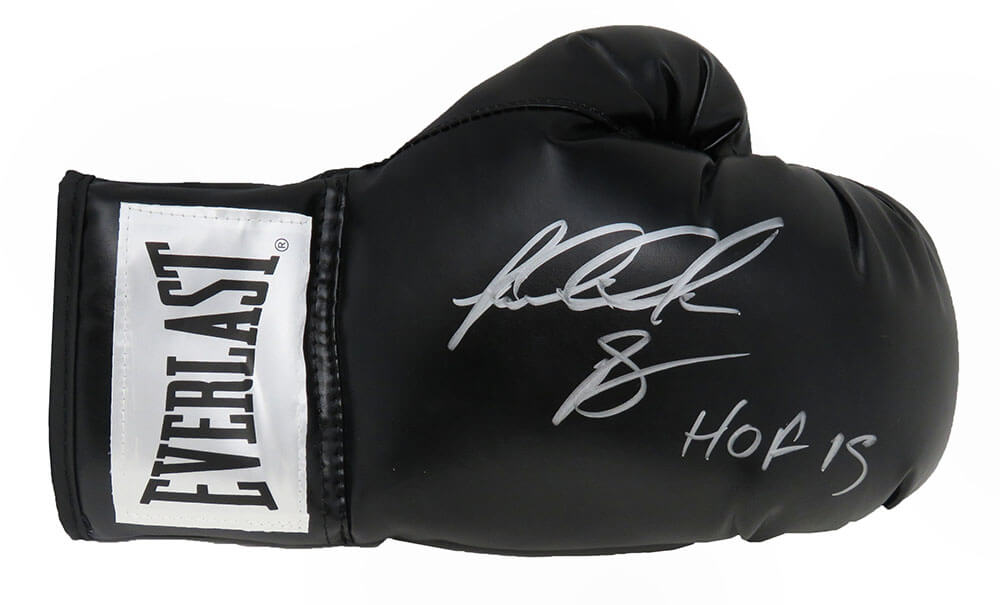 Riddick Bowe Autographed Everlast Black Boxing Glove with HOF 2015-Powers Sports Memorabilia