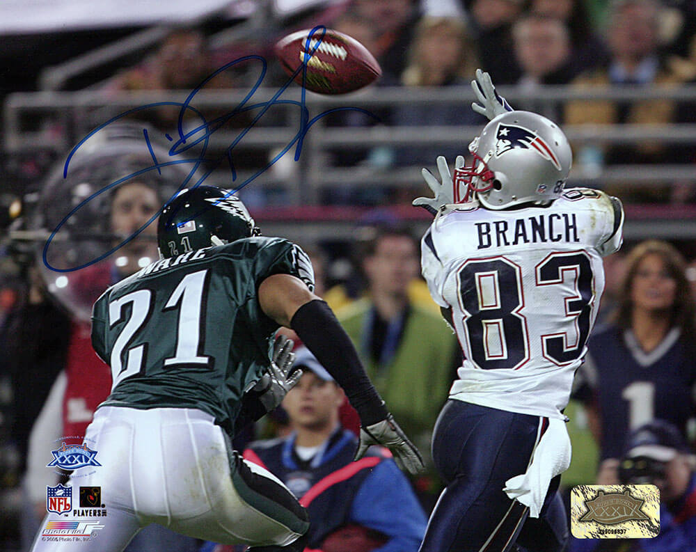 Deion Branch Autographed Patriots Super Bowl 39 Catch vs Eagles 8x10 Photo-Powers Sports Memorabilia