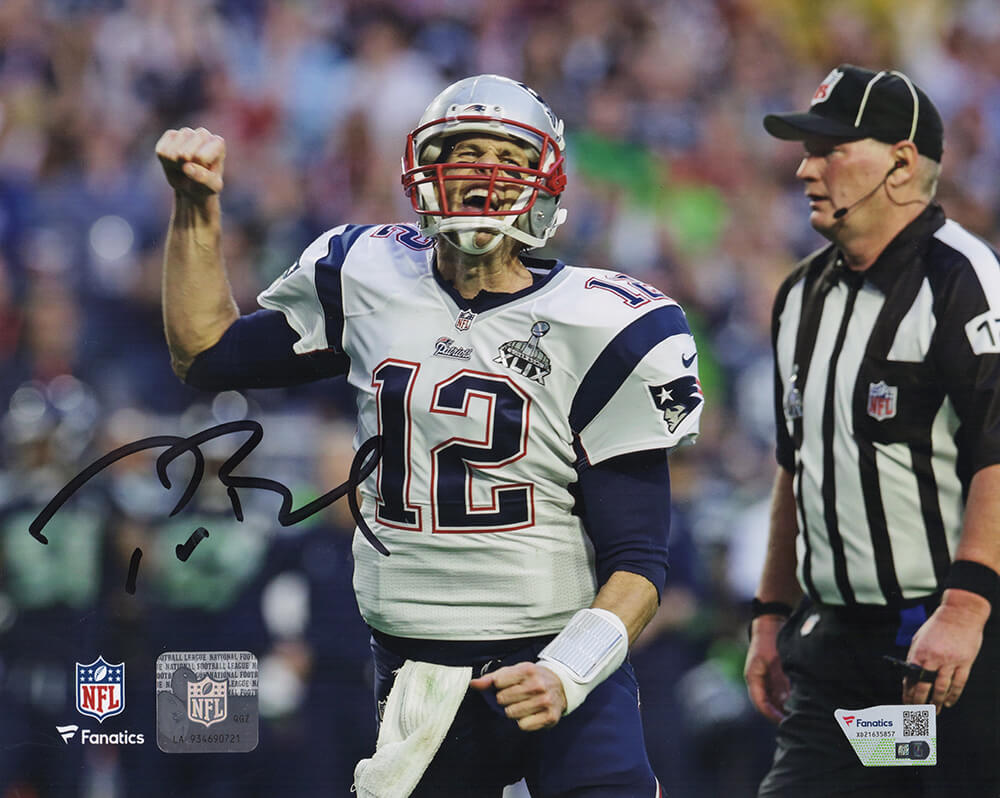 Tom Brady Autographed New England Patriots Fist Pump Celebration 8x10 Photo-Powers Sports Memorabilia
