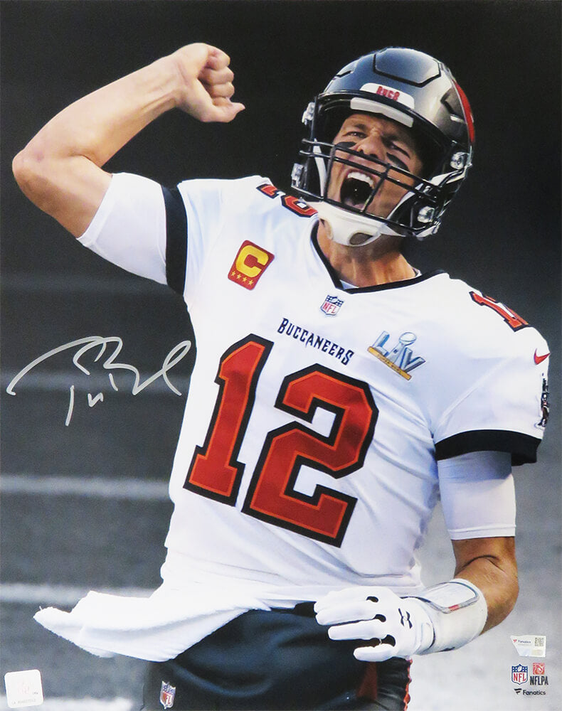 Tom Brady Autographed Tampa Bay Buccaneers Fist Pump Spotlight 16x20 Photo-Powers Sports Memorabilia