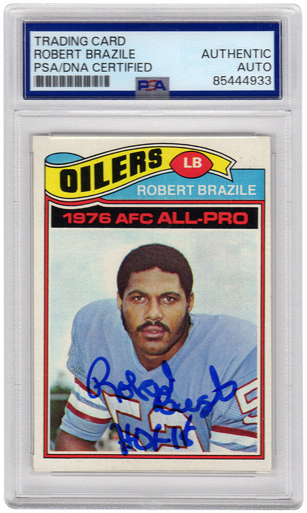 Robert Brazile Autographed Houston Oilers 1977 Topps Football Trading Card #240 with HOF'18 - (PSA Encapsulated)-Powers Sports Memorabilia