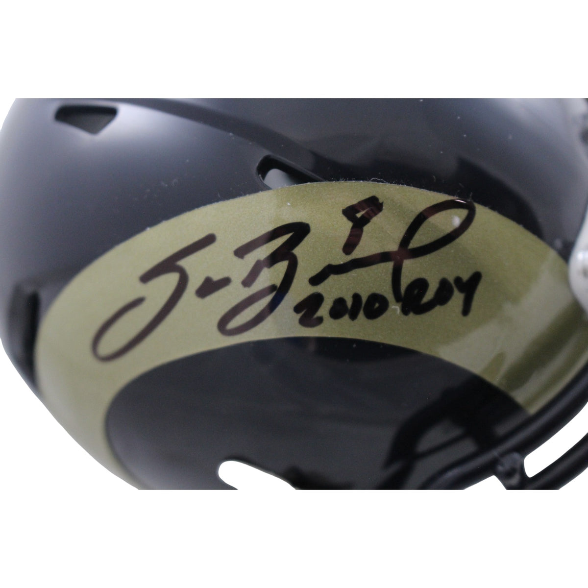 Sam Bradford St. Louis Rams TB Signed Mini Helmet 2010 ROY Beckett W 55058 Beckett-Powers Sports Memorabilia