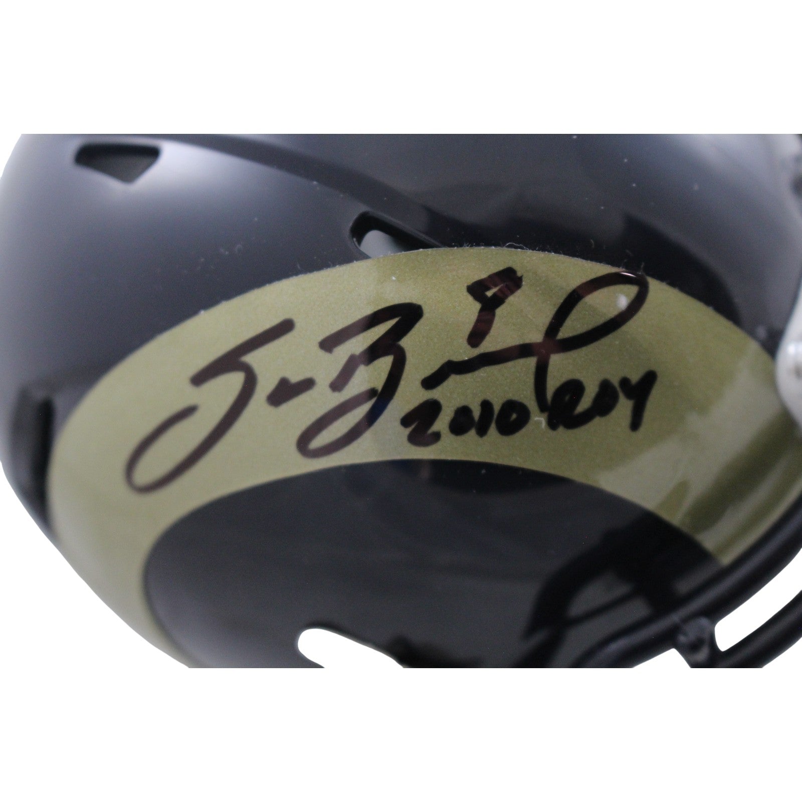 Sam Bradford St. Louis Rams TB Signed Mini Helmet 2010 ROY Beckett W 55058 Beckett-Powers Sports Memorabilia