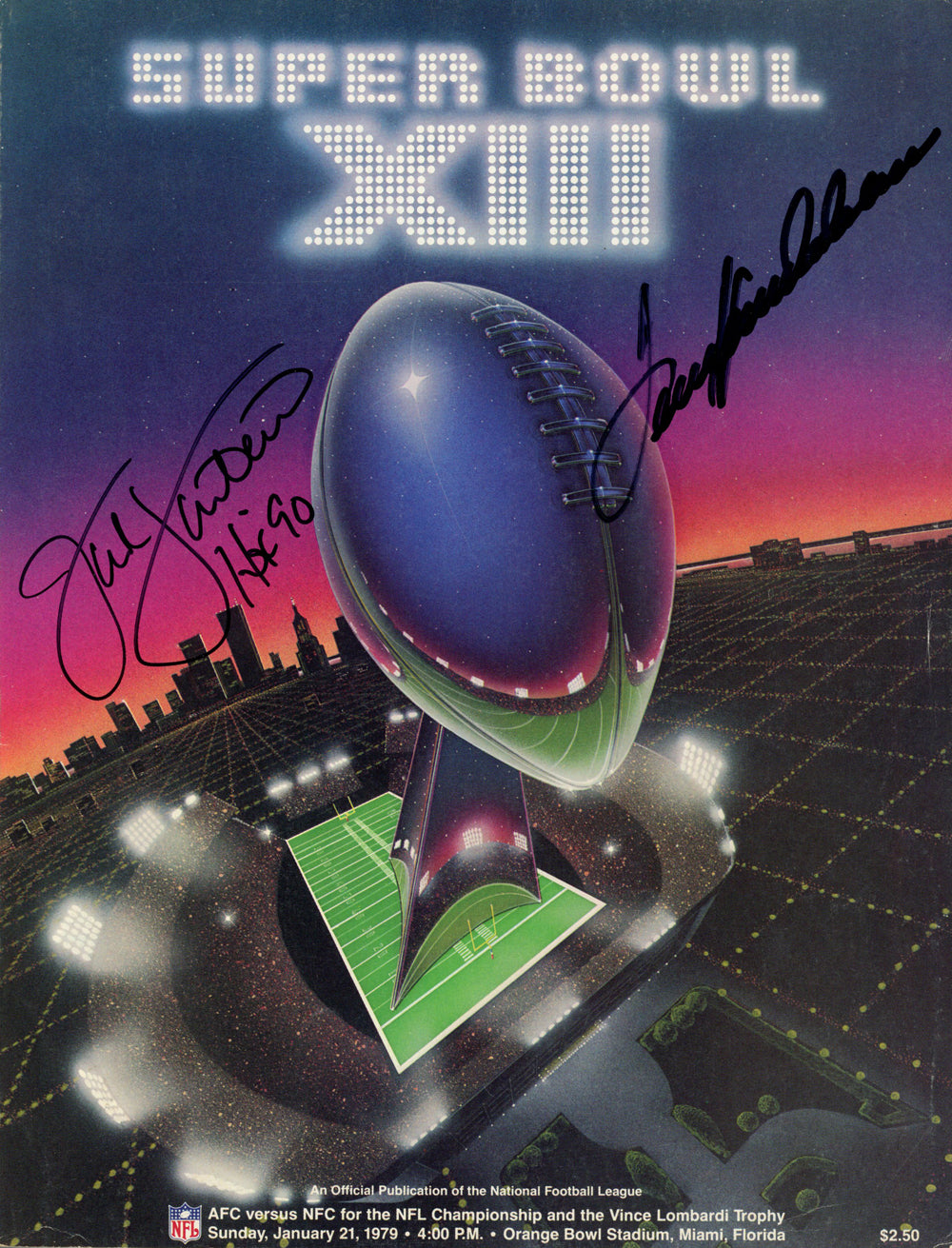 Terry Bradshaw & Jack Lambert Pittsburgh Steelers Signed Mini Helmet - Super Bowl XIII Program JSA JSA-Powers Sports Memorabilia