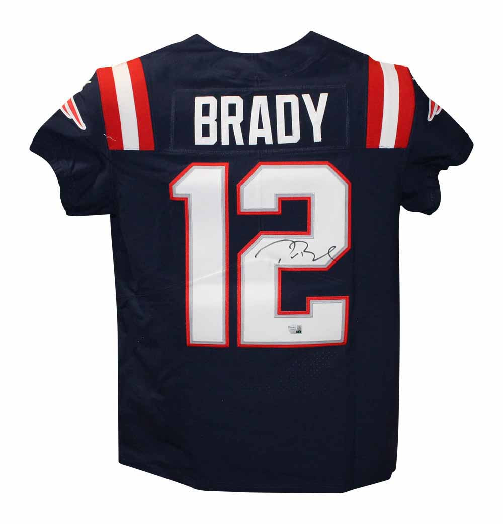 Tom Brady New England Patriots Elite Blue Signed Jersey FAN-Powers Sports Memorabilia