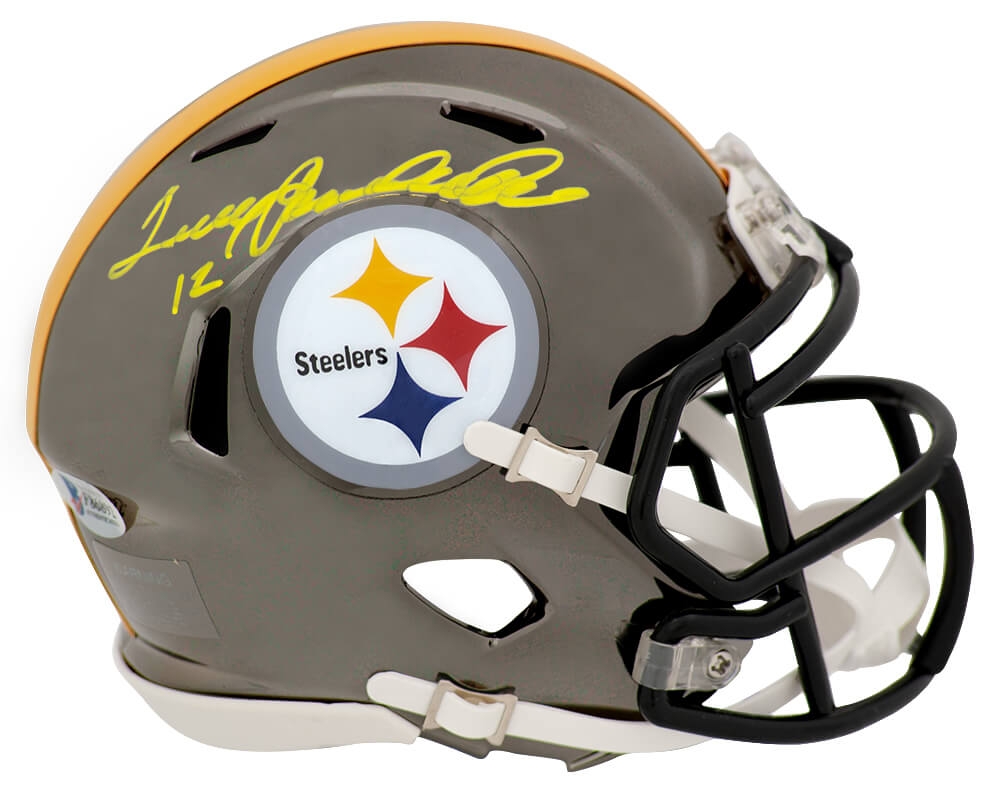 Terry Bradshaw Autographed Pittsburgh Steelers Chrome Riddell Speed Mini Helmet-Powers Sports Memorabilia