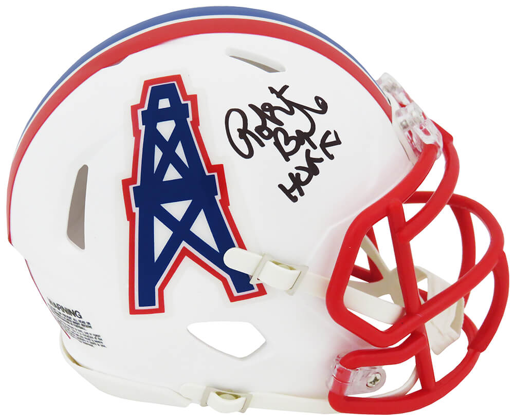 Robert Brazile Autographed Houston Oilers Throwback Riddell Speed Mini Helmet with HOF'18-Powers Sports Memorabilia