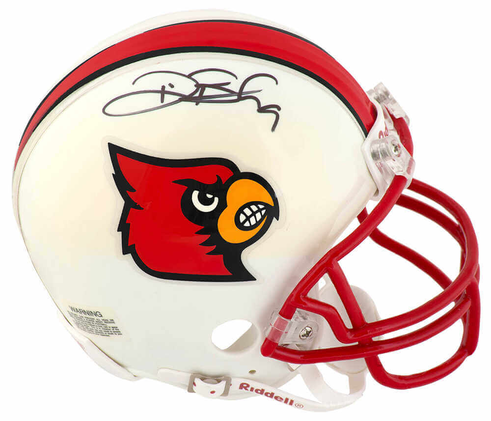Deion Branch Louisville Arizona Cardinals Autographed Riddell (VSR4) Mini Helmet-Powers Sports Memorabilia