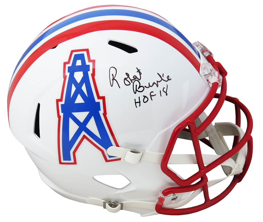 Robert Brazile Autographed Houston Oilers Throwback Riddell Full Size Speed Replica Helmet with HOF'18-Powers Sports Memorabilia