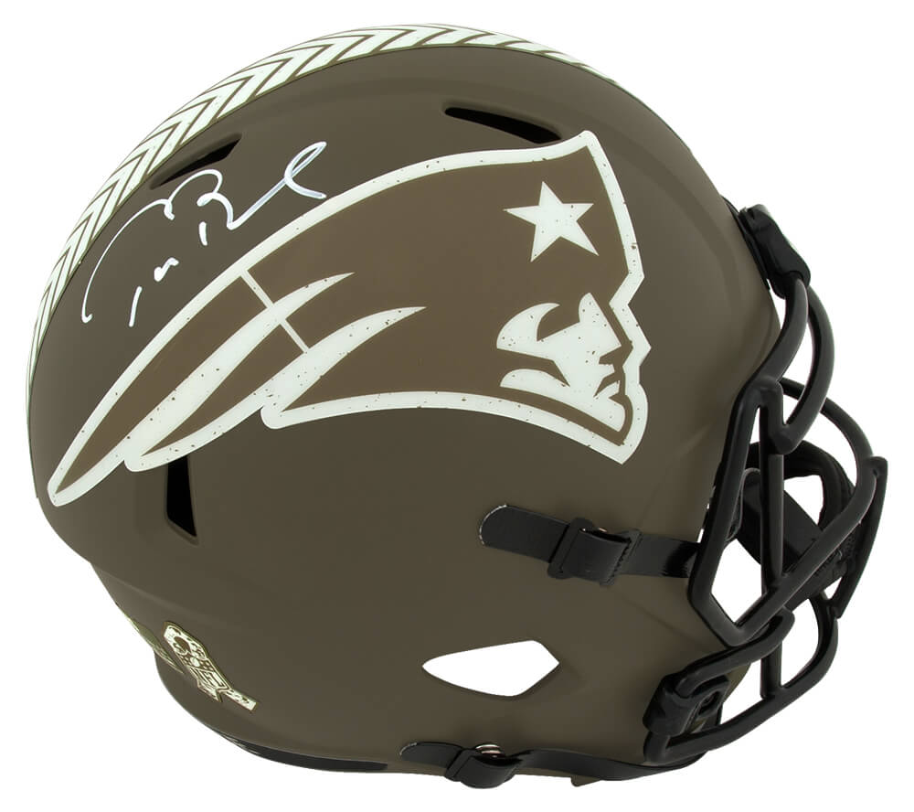 Tom Brady Autographed New England Patriots Salute to Service Riddell Full Size Speed Replica Helmet-Powers Sports Memorabilia
