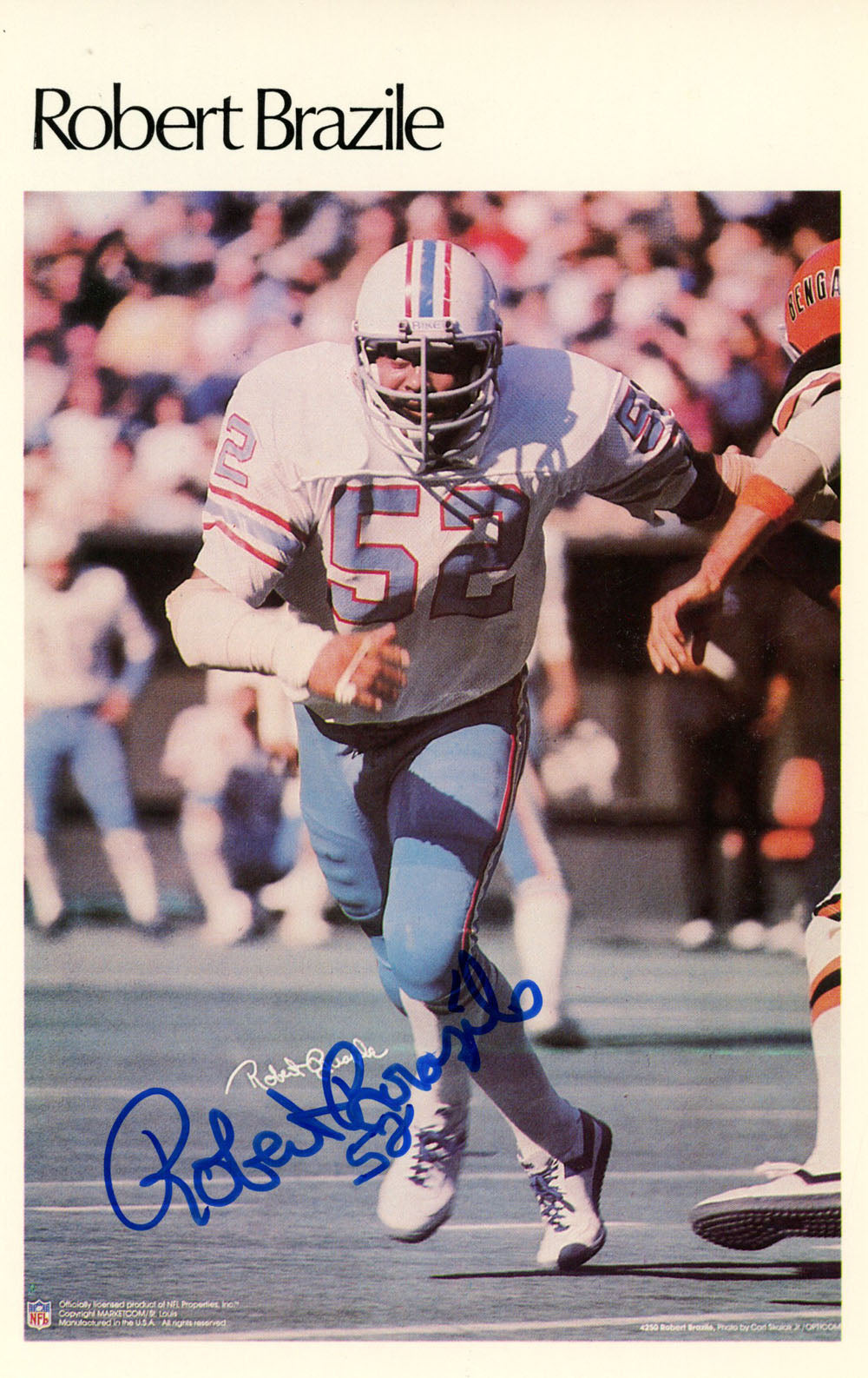 Robert Brazile Houston Oilers Signed Poster - Mini Poster 40/50 Beckett Beckett-Powers Sports Memorabilia