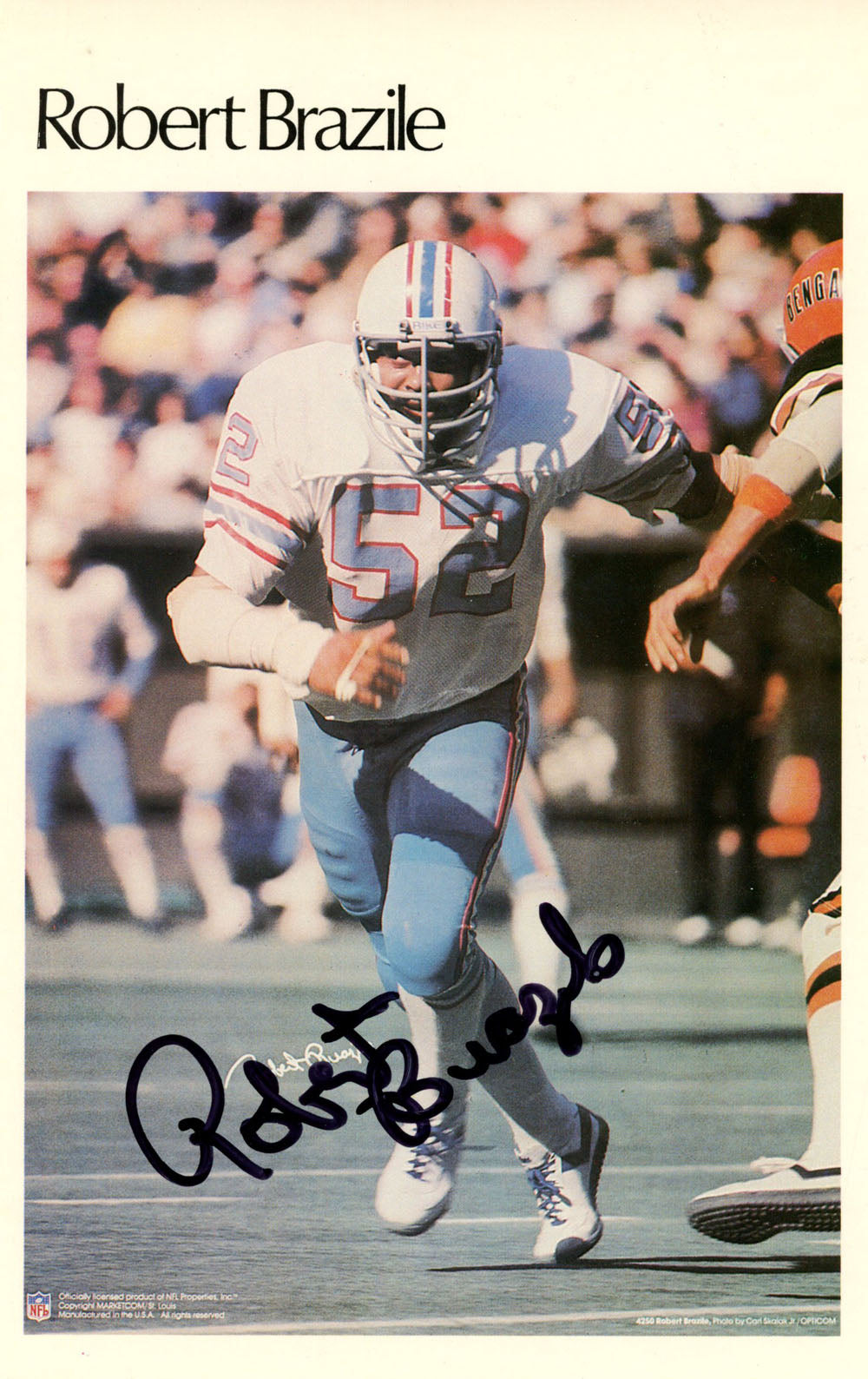 Robert Brazile Houston Oilers Signed Poster - Mini Poster 40/50 Beckett Beckett - 46170-Powers Sports Memorabilia