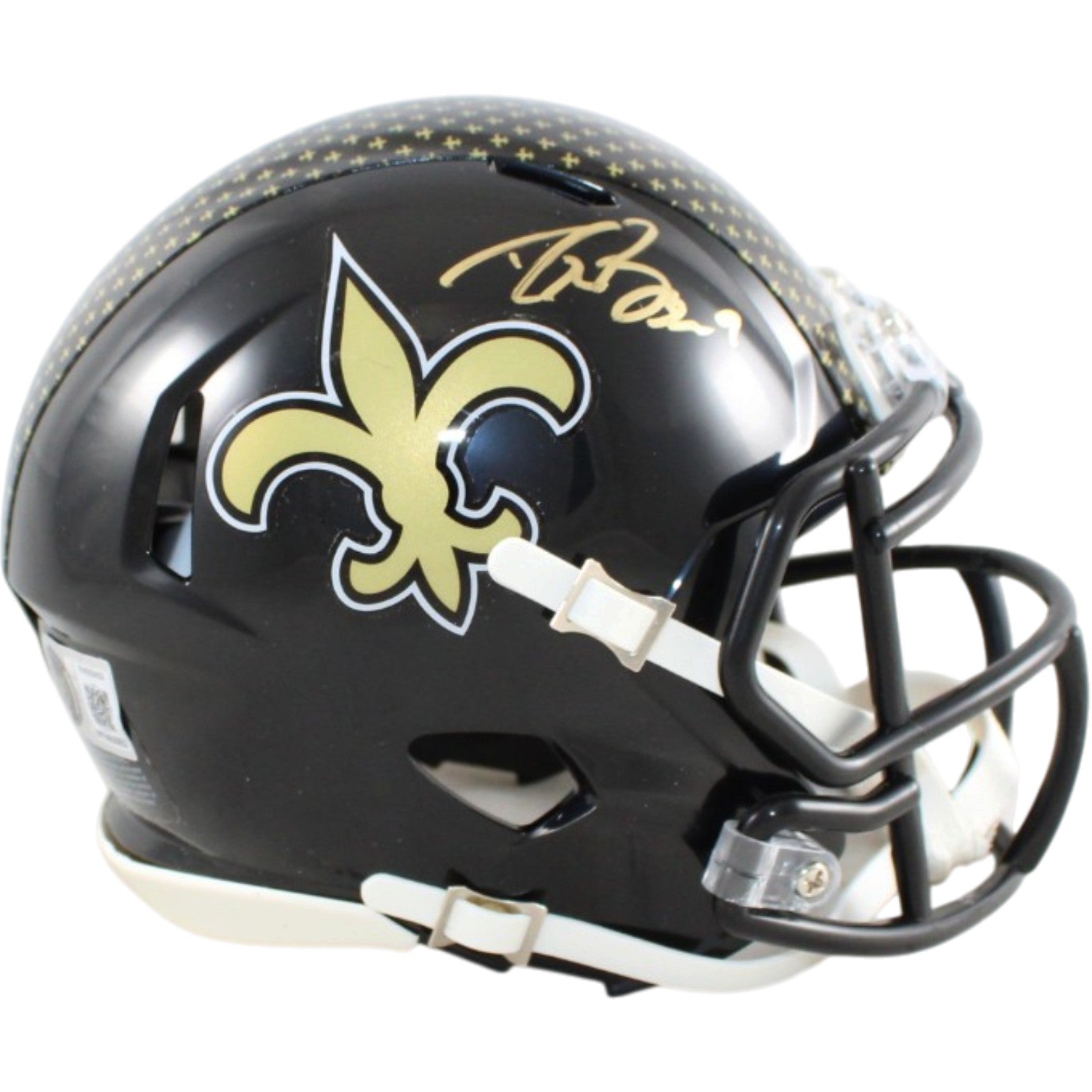 Drew Brees New Orleans Saints Signed Mini Helmet Alt 22 Beckett WIT 58680 Beckett-Powers Sports Memorabilia
