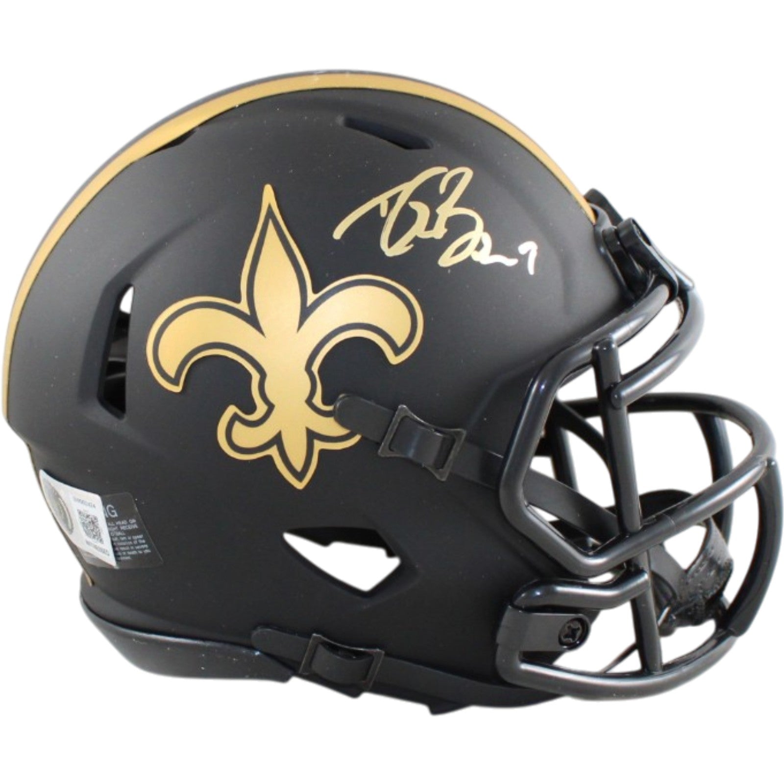 Drew Brees New Orleans Saints Signed Mini Helmet Eclipse Beckett WIT 58685 Beckett-Powers Sports Memorabilia