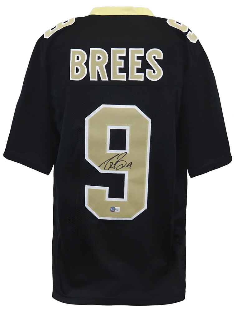 Drew Brees Autographed Black Custom Football Jersey-Powers Sports Memorabilia