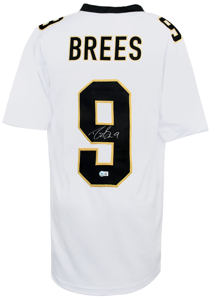 Drew Brees Autographed White Custom Football Jersey-Powers Sports Memorabilia