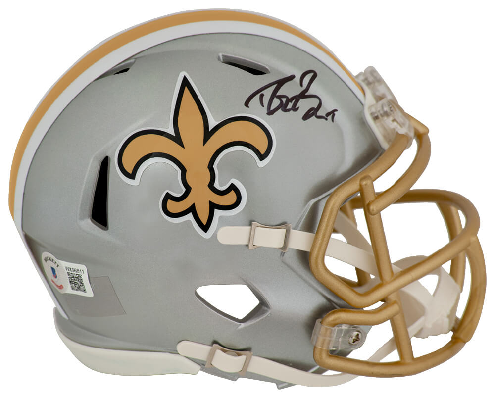 Drew Brees Autographed New Orleans Saints FLASH Riddell Speed Mini Helmet-Powers Sports Memorabilia
