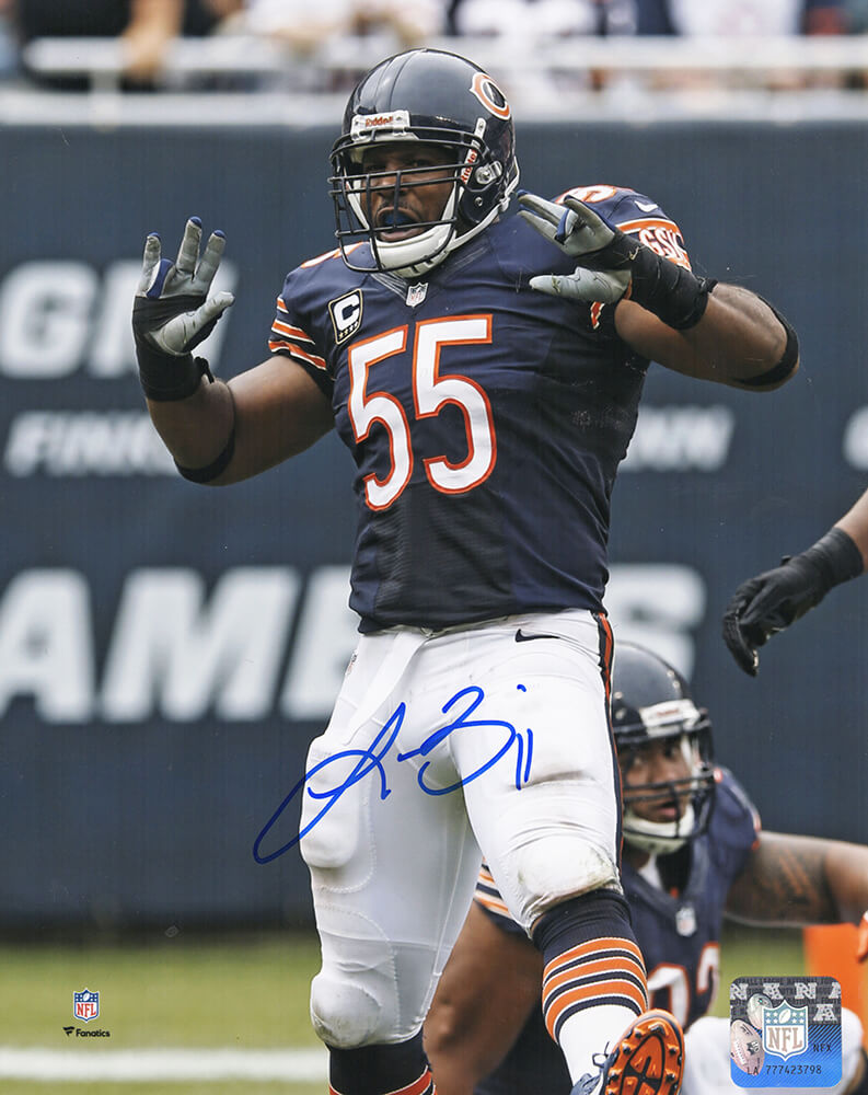Lance Briggs Autographed Chicago Bears Navy Jersey 8x10 Photo-Powers Sports Memorabilia
