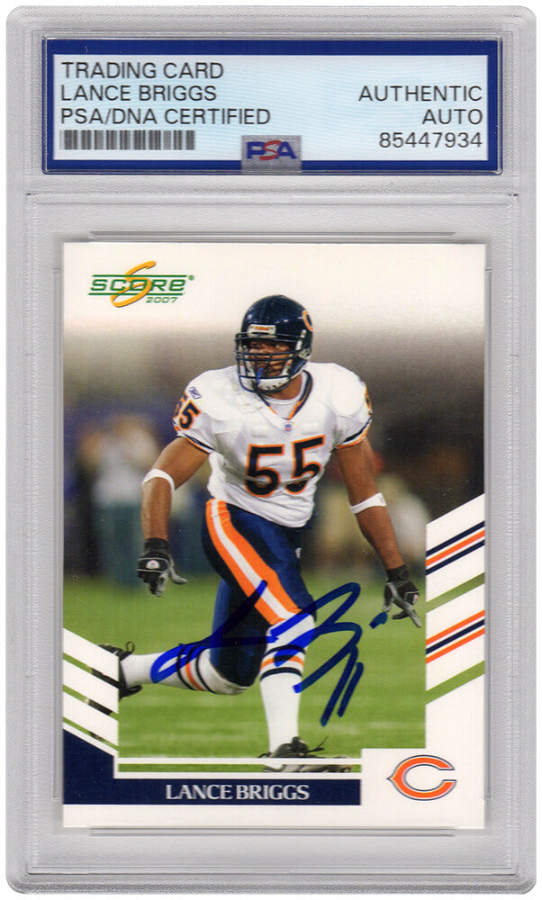 Lance Briggs Chicago Bears Autographed 2007 Score Football Card #40 PSA-Powers Sports Memorabilia