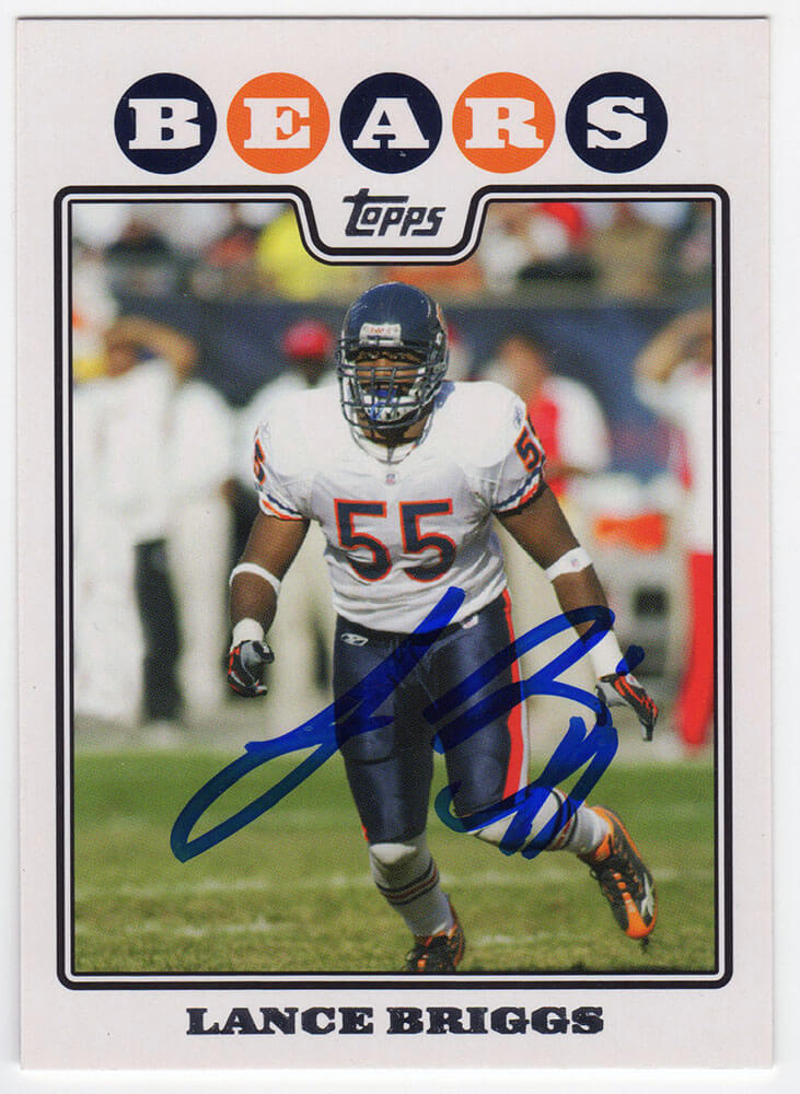 Lance Briggs Autographed Chicago Bears 2008 Topps Football Trading Card #243-Powers Sports Memorabilia
