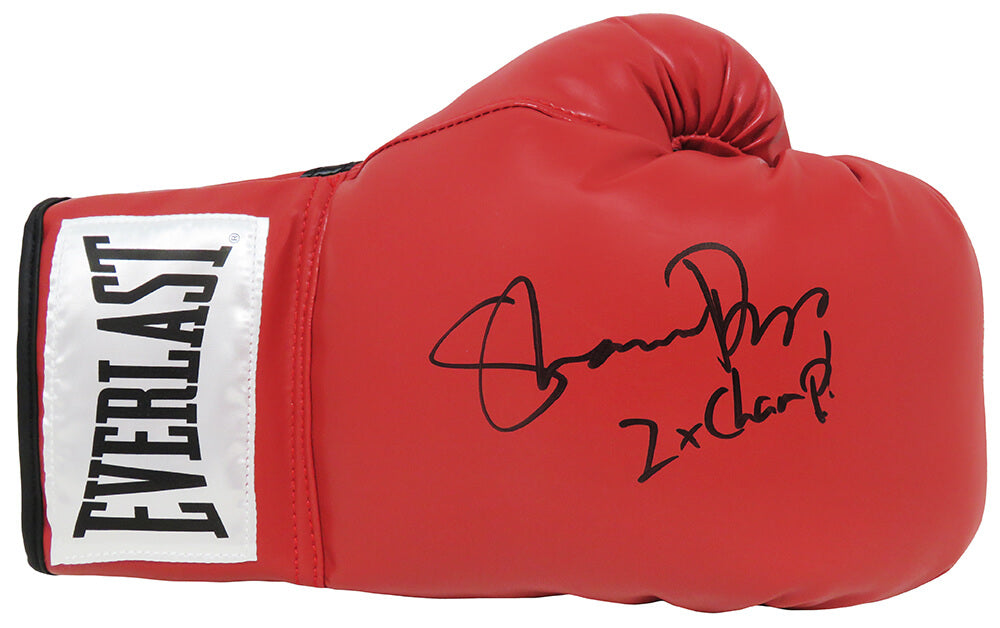 Shannon Briggs Autographed Red Everlast Boxing Glove w/ 2x Champ-Powers Sports Memorabilia