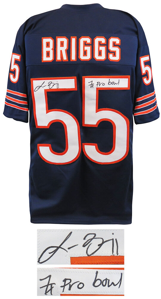Lance Briggs Autographed Navy Custom Football Jersey with 7x Pro Bowl-Powers Sports Memorabilia