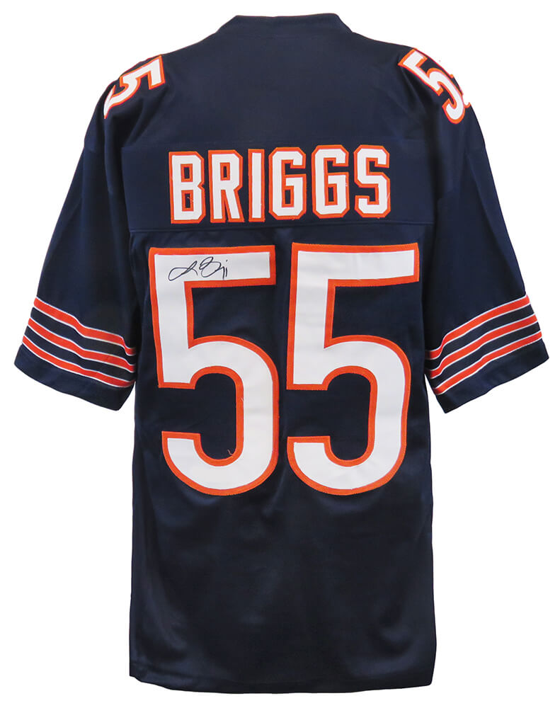 Lance Briggs Autographed Navy Custom Jersey-Powers Sports Memorabilia