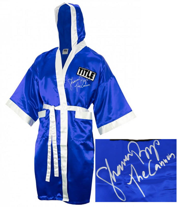 Shannon Briggs Autographed Title Blue With White Trim Boxing Robe with The Cannon-Powers Sports Memorabilia