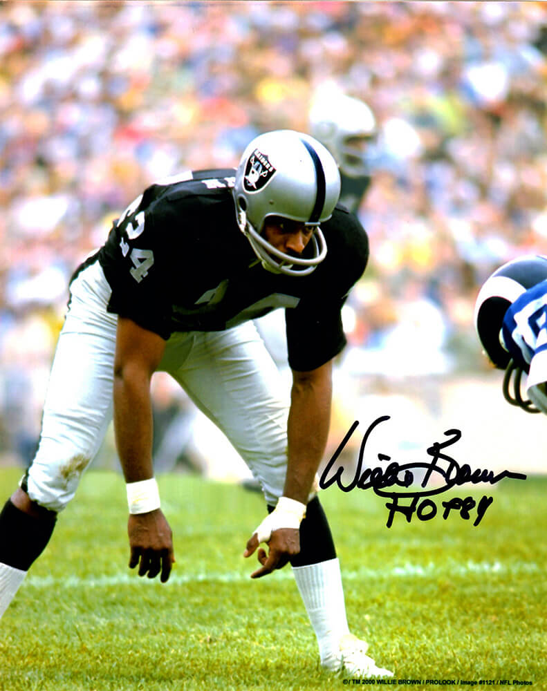 Willie Brown Las Vegas Raiders Autographed Stance 8x10 Photo w/ HOF 84-Powers Sports Memorabilia