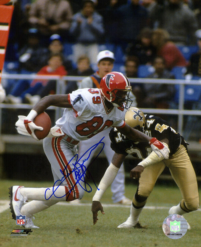 Charlie Brown Autographed Atlanta Falcons White Jersey Action 8x10 Photo-Powers Sports Memorabilia