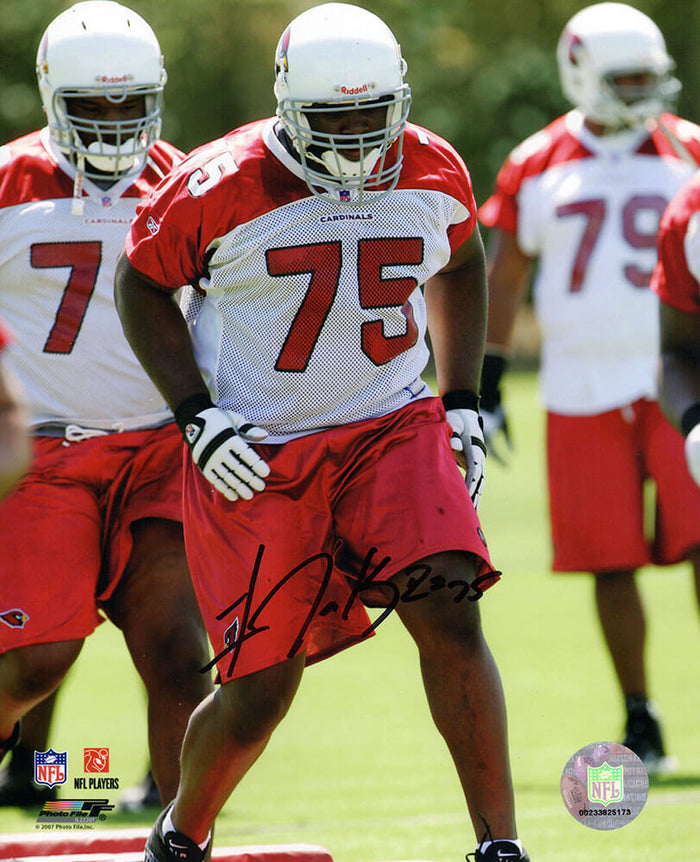Levi Brown Autographed Arizona Cardinals Practice Uniform Action 8x10 Photo-Powers Sports Memorabilia