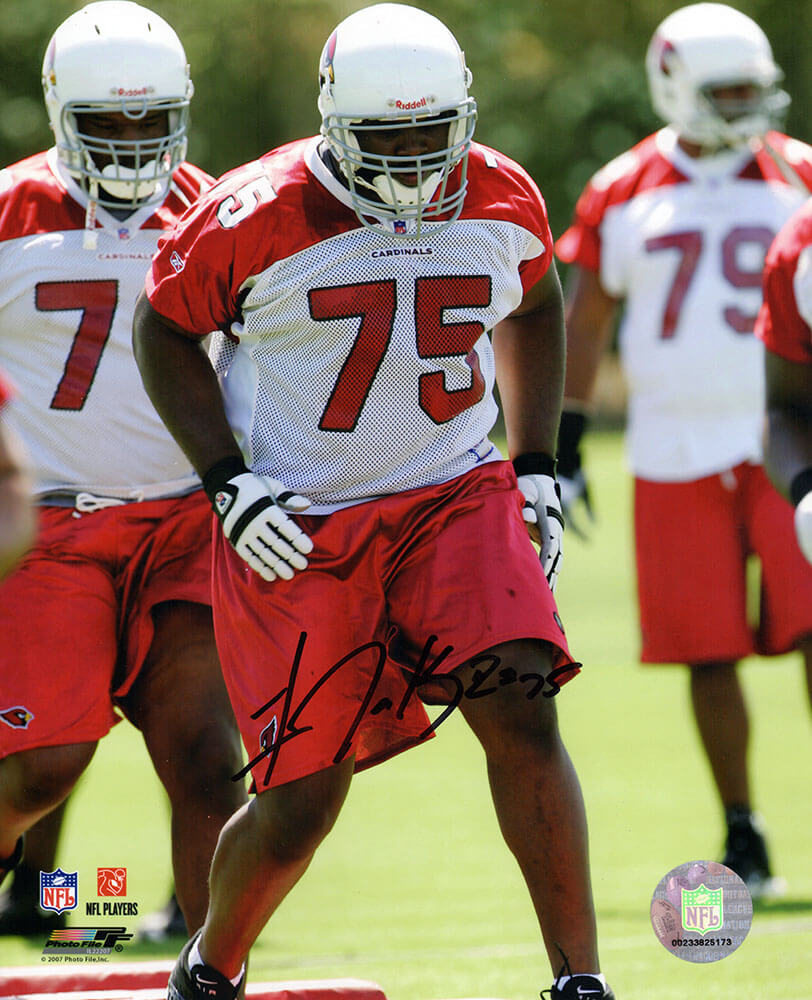 Levi Brown Autographed Arizona Cardinals Practice Uniform Action 8x10 Photo-Powers Sports Memorabilia