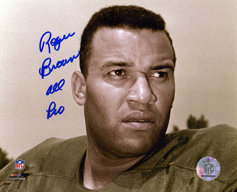 Roger Brown Autographed Detroit Lions Head Shot Close Up 8x10 Photo with All Pro-Powers Sports Memorabilia