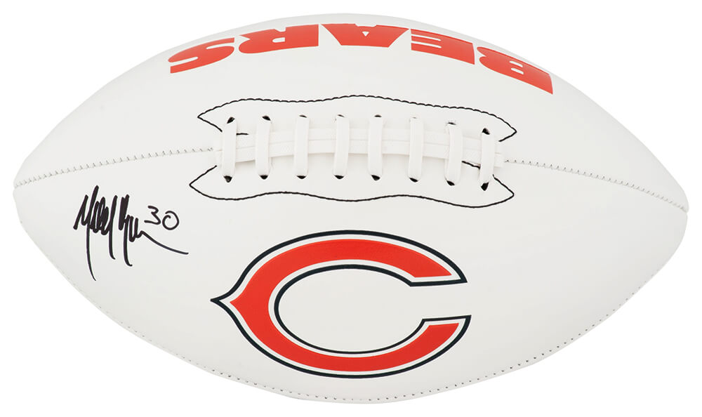 Mike Brown Autographed Chicago Bears Logo Franklin White Football-Powers Sports Memorabilia