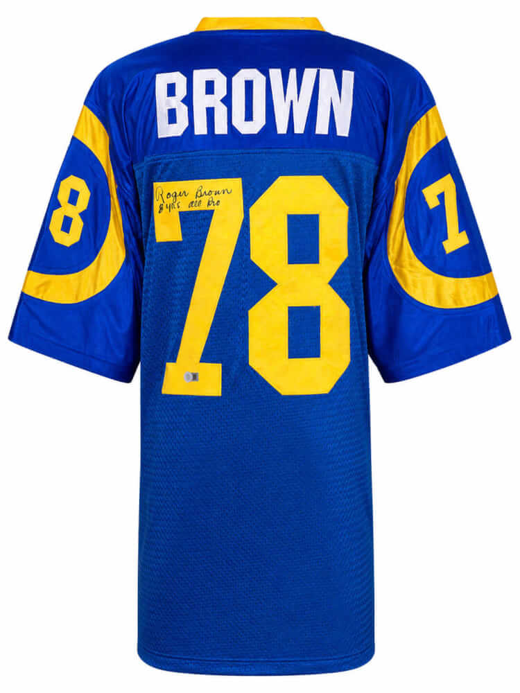 Roger Brown Autographed Blue Throwback Custom Football Jersey with 8 Yrs All Pro-Powers Sports Memorabilia